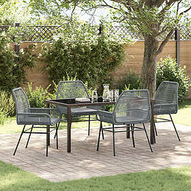 vidaXL 5-delat trädgårdsset med dynor Grå Poly Rattan 3526955
