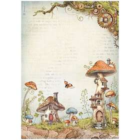 Stamperia Decoupage Papper Mushroom House Hidden Grove