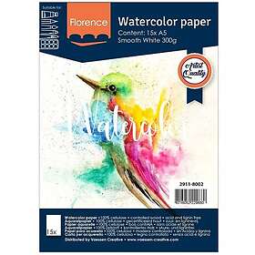 Florence Akvarellpapper A5 Smooth White 300g 15 ark