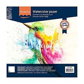Florence Akvarellpapper 12"x12" Smooth White 300g 5 ark