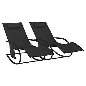 vidaXL Gungande solsängar 2 st svart stål och textilene, solstol, gungande solsäng, gungande solstol, solstolar, gungande solsängar 318136