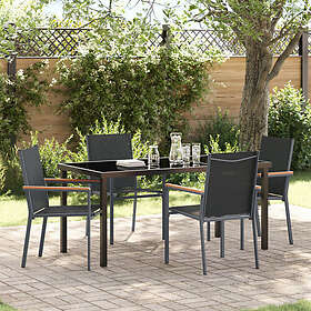 vidaXL Set med 3 Svart Textilene och pulverlackerat stål Standard 3526573