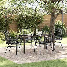 vidaXL Garden Dining Set 5 Pieces Black Poly Rattan 3380844