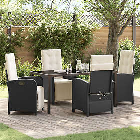 vidaXL Lounge Set 5 Stykker med Puter Svart Poly Rattan