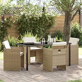 vidaXL Lounge Set 5 delar med kuddar Beige Polyrotting