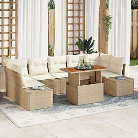 vidaXL Lounge Set 8 Pièces avec Coussins Beige Poly Rotin