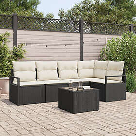 vidaXL Lounge Sett 5 deler med puter brun Poly Rattan