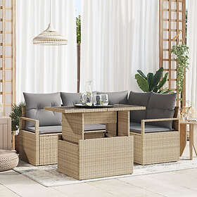 vidaXL Lounge Sett 5 deler med puter Beige Polyrotting