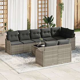 vidaXL Lounge Set 9 Pieces med kuddar grå polyrotting