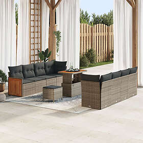vidaXL 11-delars trädgårdssofa set med kuddar grå poly-rotting akacia