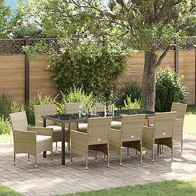 vidaXL 9-delars Trädgårdsset Beige Poly Rattan