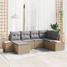 vidaXL 6-delars Trädgårdsoffset med Kuddar Beige Poly Rotting Akacia