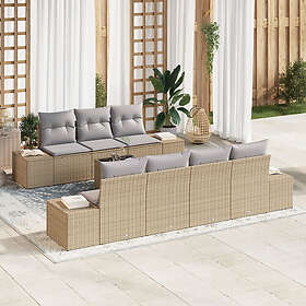 vidaXL Lounge Sett 8 Deler med Pute Beige Polyrotting