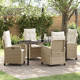 vidaXL 5-delars trädgårdsset med kuddar Beige Poly Rattan