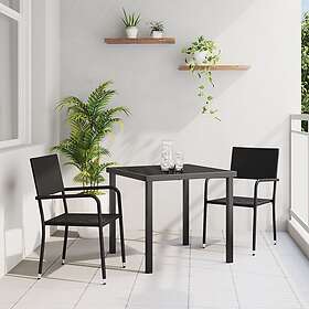 vidaXL 3 Delar Trädgårdsset Svart Poly Rattan