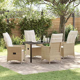 vidaXL Lounge Sett 5 Deler med Pute Beige Polyrattan