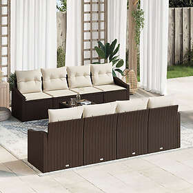 vidaXL Lounge Set 7 Pieces with Cushions Brown Poly Rattan