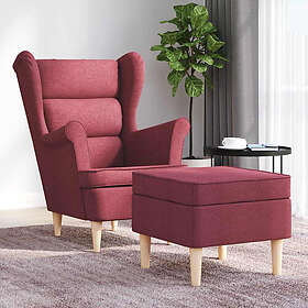vidaXL Fåtölj med fotpall vinröd tyg 3307992