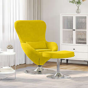 vidaXL Äggfåtölj med fotpall i gul sammet 42002751