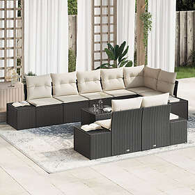 vidaXL Lounge Set 8 Pièces avec Coussins Marron Poly Rotin