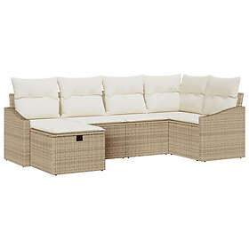 vidaXL Lounge Sett 6 Deler med Pute Beige Polyrotting