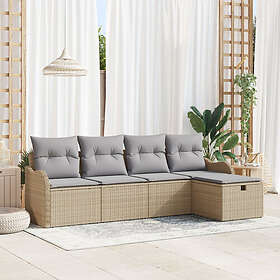 vidaXL Lounge Set 5 pièces avec coussins beige poly rotin