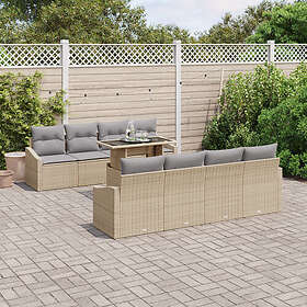vidaXL Lounge Sett 7 Deler med Pute Beige Poly Rattan