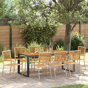 vidaXL Garden Furniture Set 9 Pieces Beige Poly Rattan Acacia