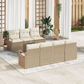 vidaXL Loungesett 8 Deler med Puter Beige Polyrotting
