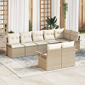 vidaXL 8-delat trädgårdsoffset med kuddar beige polyroting