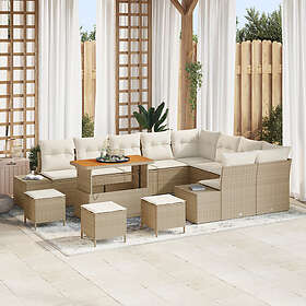 vidaXL Lounge Set 13 Pièces avec Coussins Beige Poly Rotin Acacia