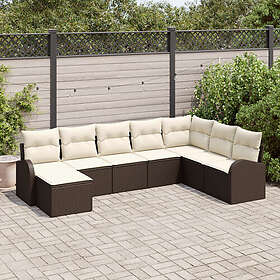 vidaXL Lounge Set 8 Pieces with Cushions Brown Poly Rattan