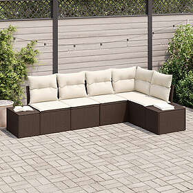 vidaXL Lounge Set 5 Stykker med Pute Brun Poly Rattan