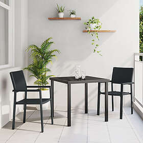 vidaXL 3-delat trädgårdsdining-set svart poly rattan