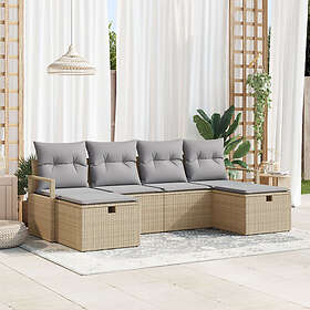 vidaXL Ensemble Lounge 6 Pièces avec Coussins Beige Poly-rotin