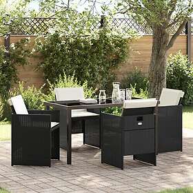 vidaXL Lounge Set 5 Pieces with Cushions Black Poly Rattan