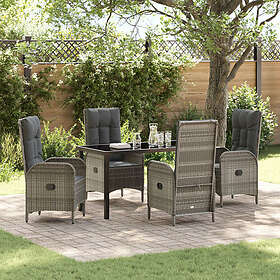 vidaXL Bistro Set 5 Pieces Gray Poly Rattan