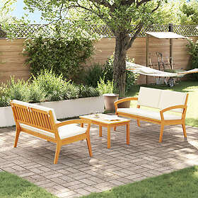 vidaXL 3-delat Bistro-set med kuddar Massivt akaciaträ