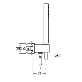 Grohe EUPHORIA CUBE slanguttag 1250mm/1/2 1 jetkran m/handledare/sl