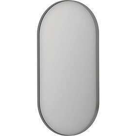 Sanibell Ink SP21 Speil med belysning, dimbar, anti-dugg, børstet rustfritt stål