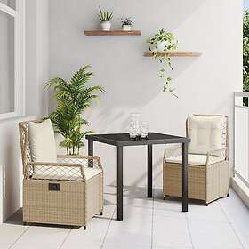 vidaXL Lounge Set 3 Pieces Beige Poly Rattan 3527025