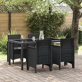 vidaXL Set de 4 chaises de jardin avec coussins Anthracite Poly Rotin