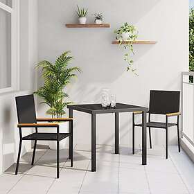 vidaXL Stapelbara Trädgårdstolar med Kuddar 2 Delars Set i Svart Poly Rattan