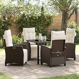 vidaXL Ensemble de salle à manger de jardin 5 pièces Marron Polyrotin 110x110x74