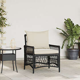vidaXL Trädgårdstol med Kuddar Svart 60x70x78 cm Poly Rattan