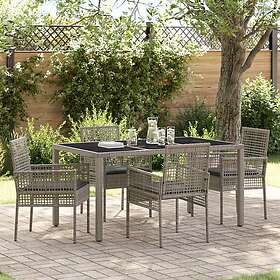 vidaXL 5-delars trädgårdsset med kuddar Grå Poly Rattan