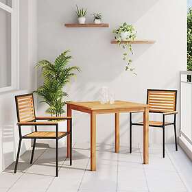 vidaXL 3-delars trädgårds matsalsset svart poly rattan akacia