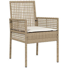 vidaXL 9-delars trädgårds matgrupp med kuddar beige poly rattan