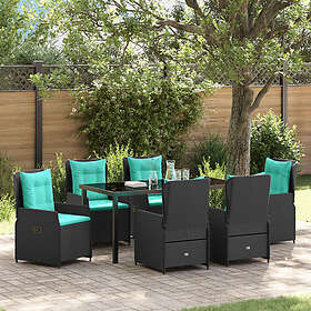 vidaXL Ensemble de salle à manger de jardin 7 pièces poly rotin noir