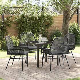 vidaXL 5-Piece Garden Set with Cushions Black Poly Rattan